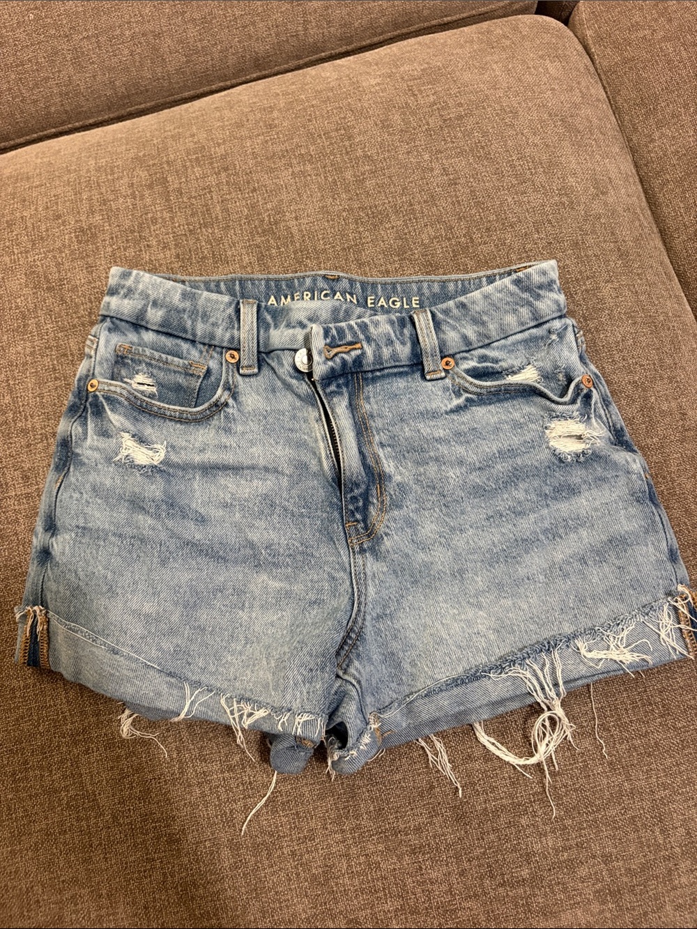 American Eagle Outfitters Light Wash Distressed Denim Cutoff Shorts